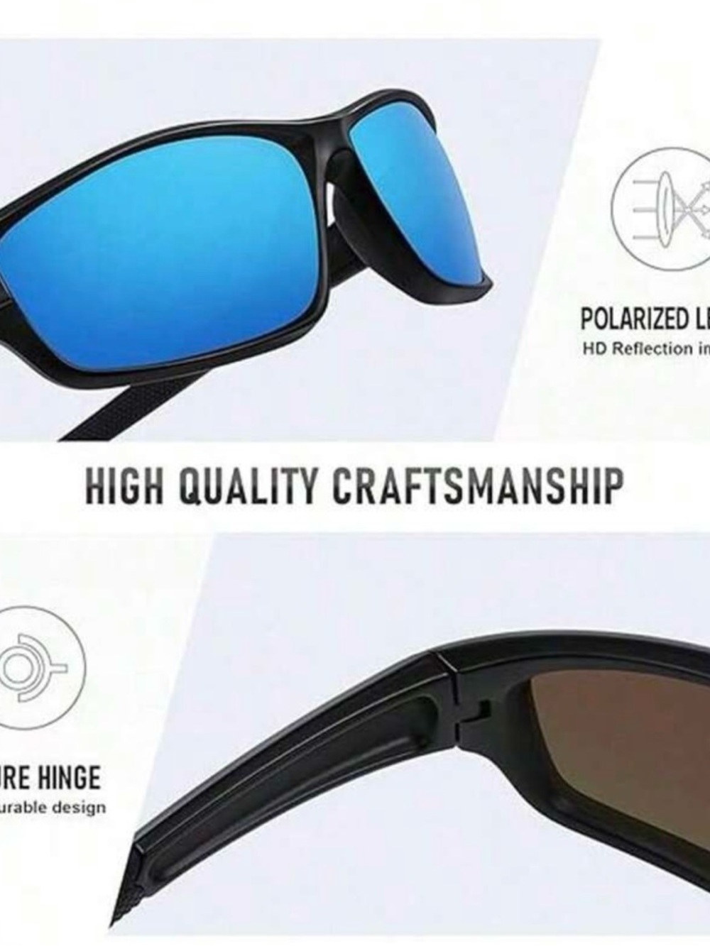 Polarized Men’s Sunglasses - Black Frame with Blue Lenses
